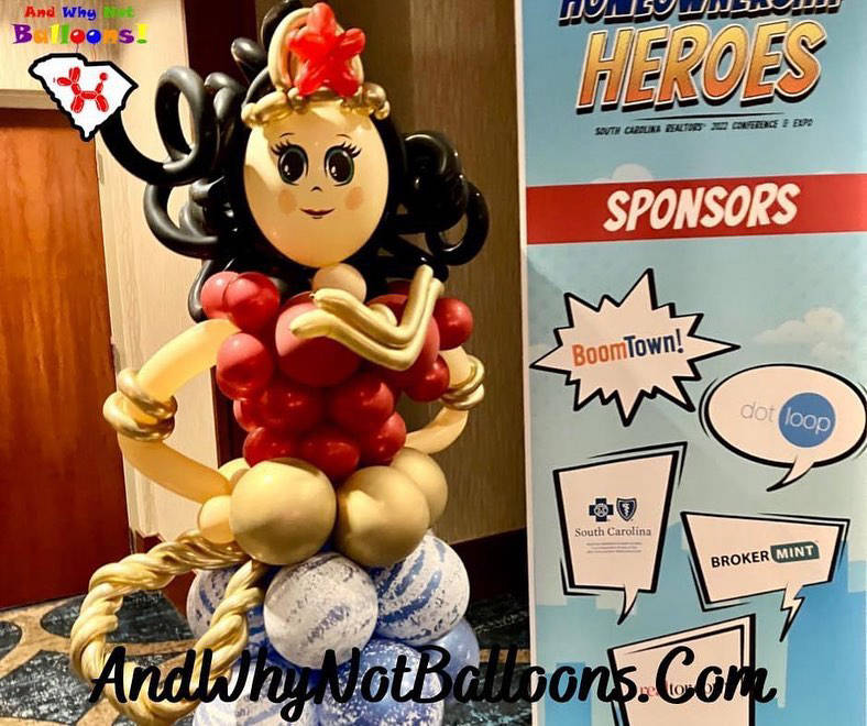 BRUCE UNLIMITED DESIGNS andwhynotballoons greenville sc wonder woman