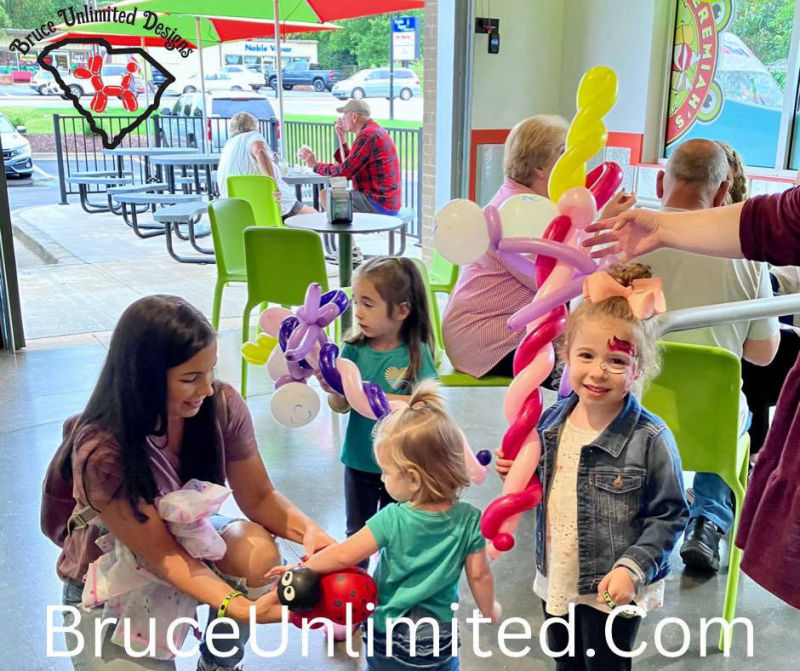 bruce unlimited designs balloon twisting face painting grand opening landrum inman greer sc
