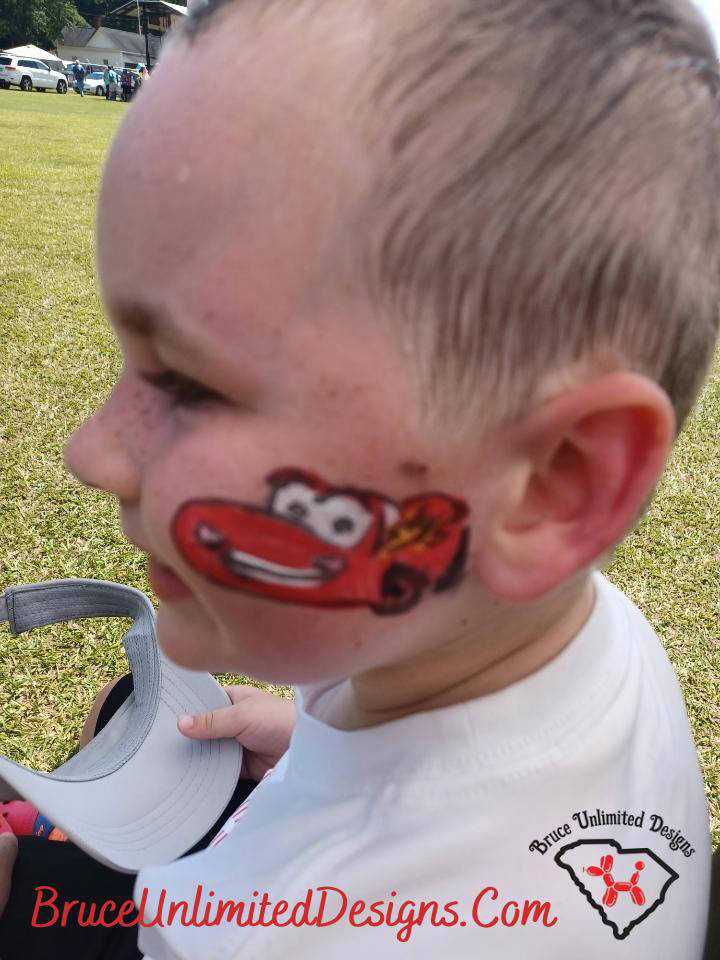 bruce unlimited designs face painting lightning mcqueen party greer sc travelers rest