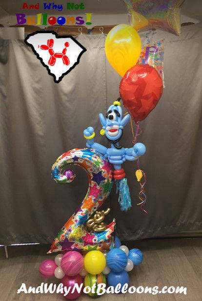 greenville-sc-balloon-decor-and-why-not-balloons-custom-deluxe-birthday-arrangement-aladdin-genie bruce unlimited designs